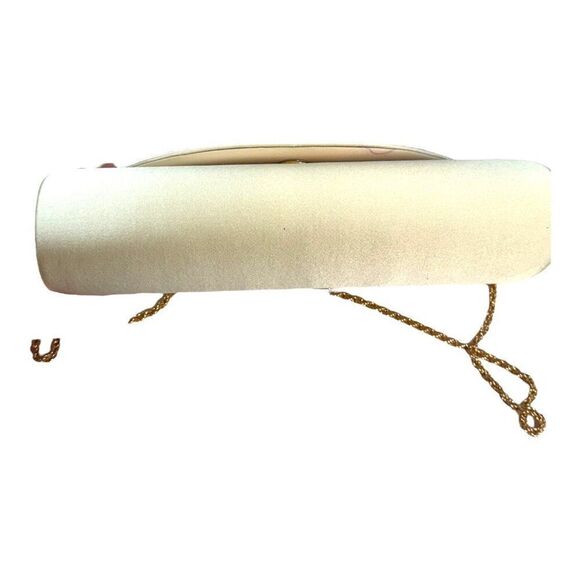 Traska Silk Floral Embroidered Clutch Purse Gold Chain Strap Satin Finish VTG - Picture 11 of 14